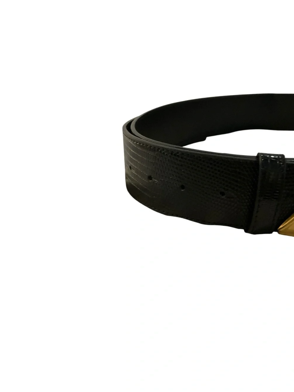 Source Unknown Black Belt with Gold Twisted Buckle